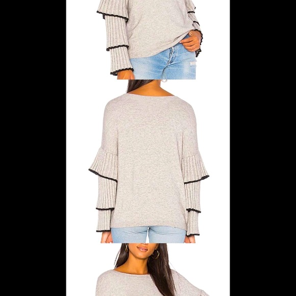 Central Park West Bourbon St ruffle gray sweater - Picture 2 of 6